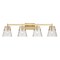Z-Lite Analia Vanity, 4-Light, 36 In.W x 7.5 In.L x 9.25 In.H, Modern Gold/Clear Ribbed 1101-4V-MGLD - alternate 1